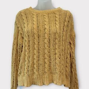 American Eagle open knit pullover crew neck sweater yellow size small
